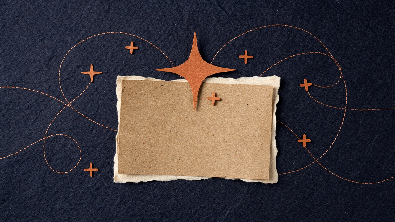 Paper-craft header illustration: a cut-cardboard speech bubble, a document, and a connector plug on torn navy paper — Claude as a business assistant that reads documents and connects to tools.