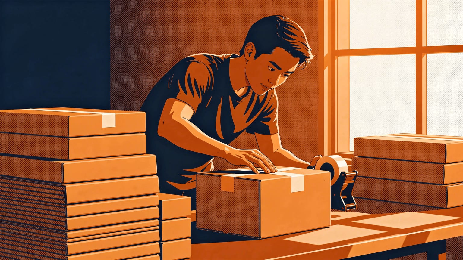 Filipino D2C founder packing branded parcels — the ecommerce audience LOKAL serves